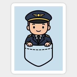 Cute Kawaii Airline Pilot Pocket Cartoon Aviation Travel Magnet